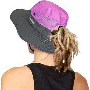 Women's Outdoor UV Protection Sun Hats Mesh Beach Fishing Hat Ponytail Hole